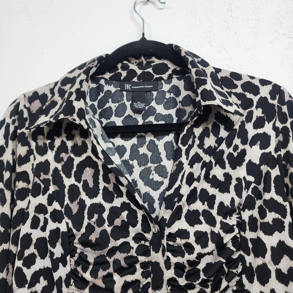 INC 3/4 Sleeve Animal Print Blouse Top XL - Picture 9 of 15